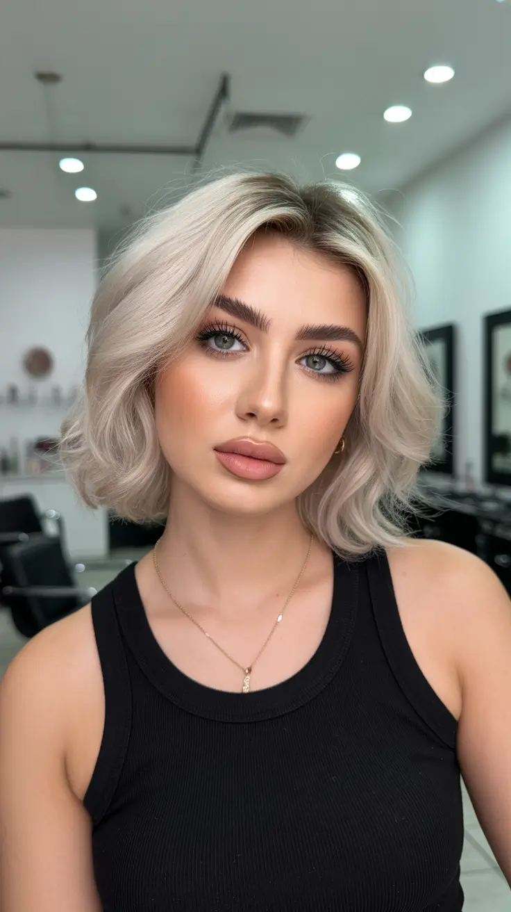 May Hair Color Ideas 2026 Champagne Blonde Textured Volume Lob