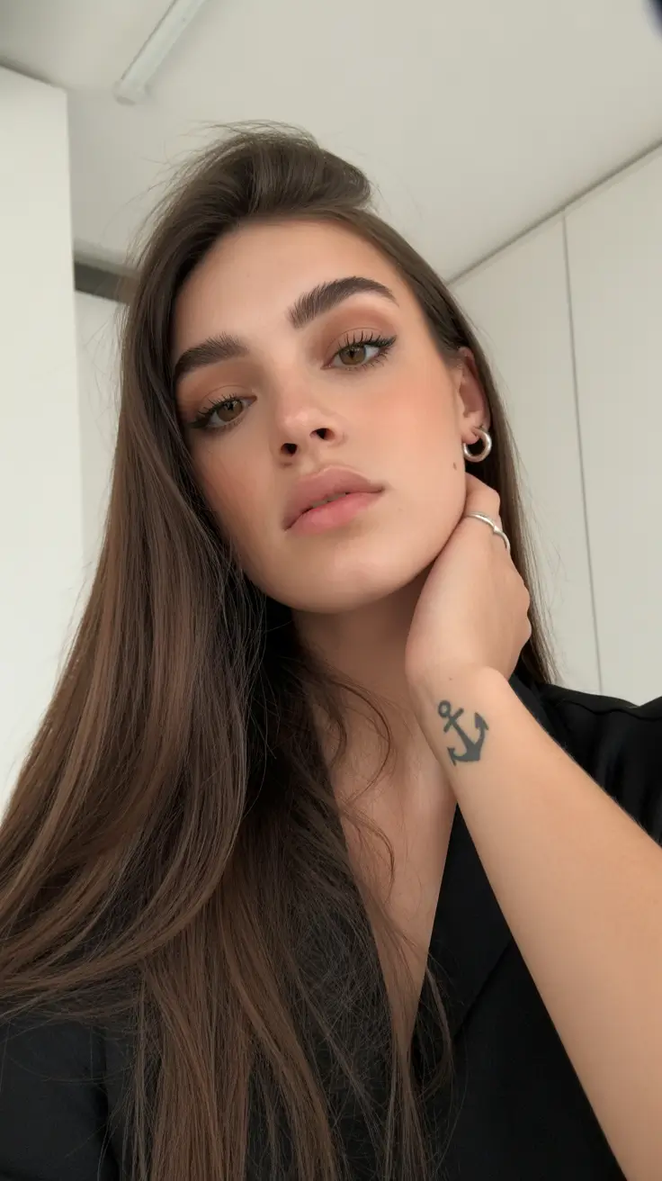 May Hair Color Ideas 2026 Glossed Espresso Brunette Ultra-Long Flowing Layers