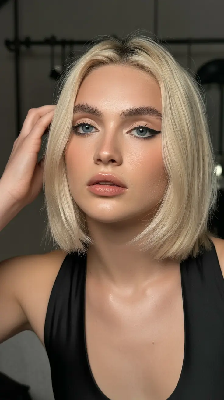 May Hair Color Ideas 2026 Minimalist Scandinavian Beige Blonde Blunt Cut
