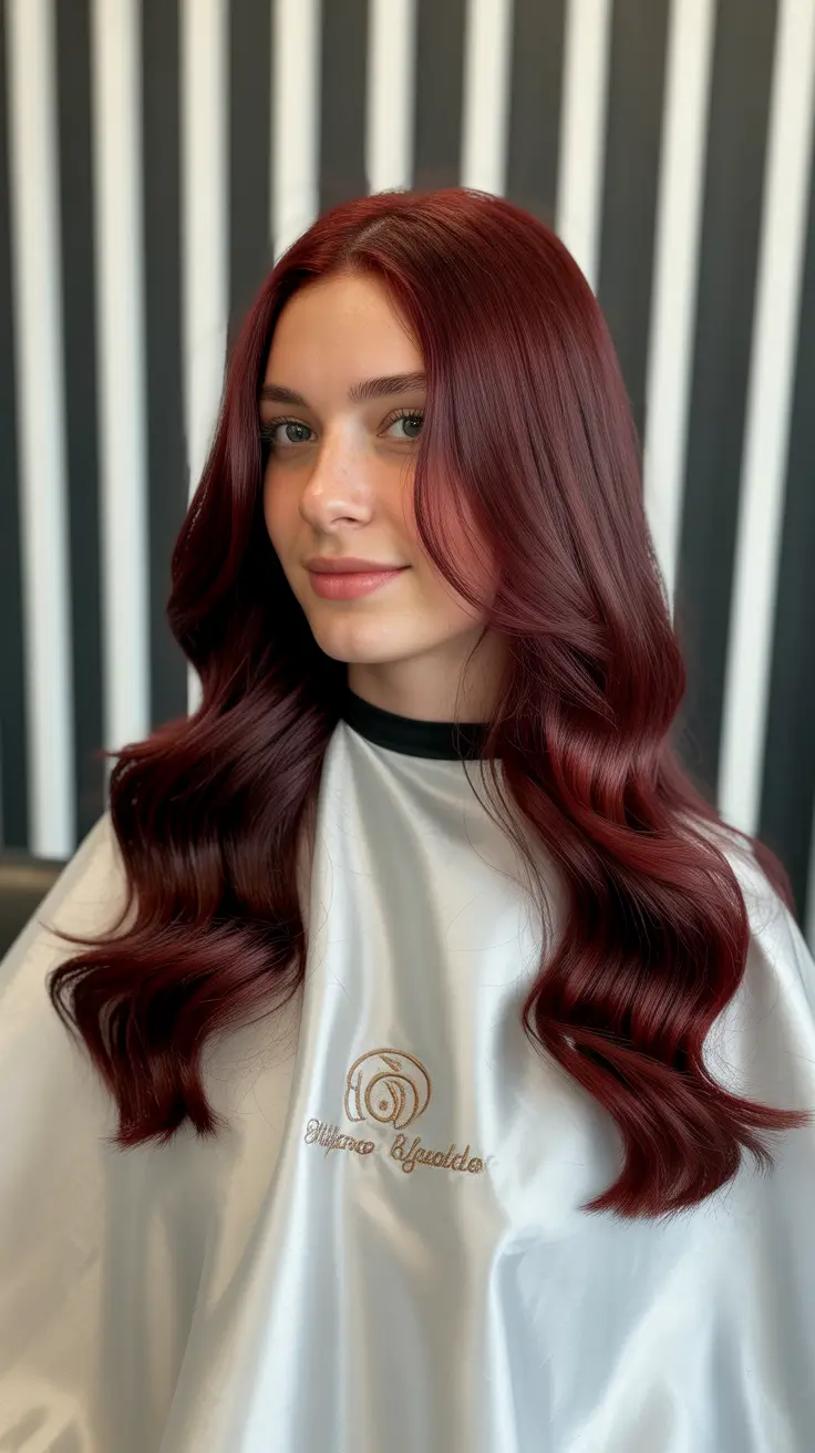 May Hair Color Ideas 2026 Velvet Auburn Long Hollywood Waves