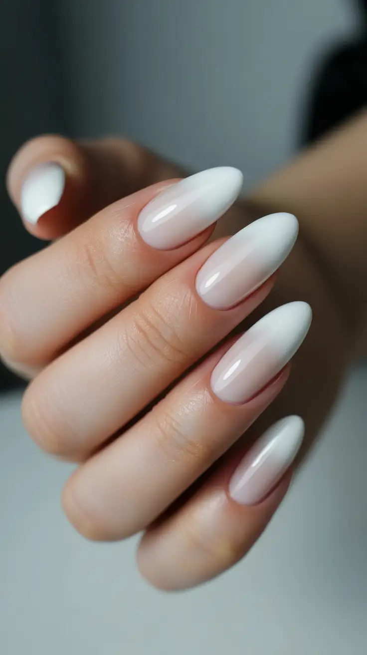 May Nails Ideas 2026 Milky White Almond Minimalism with Timeless Appeal