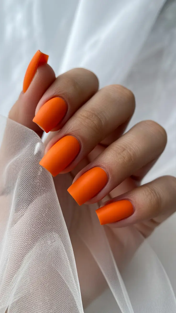 May Nails Ideas 2026 Matte Tangerine Boldness for Modern Statement Looks