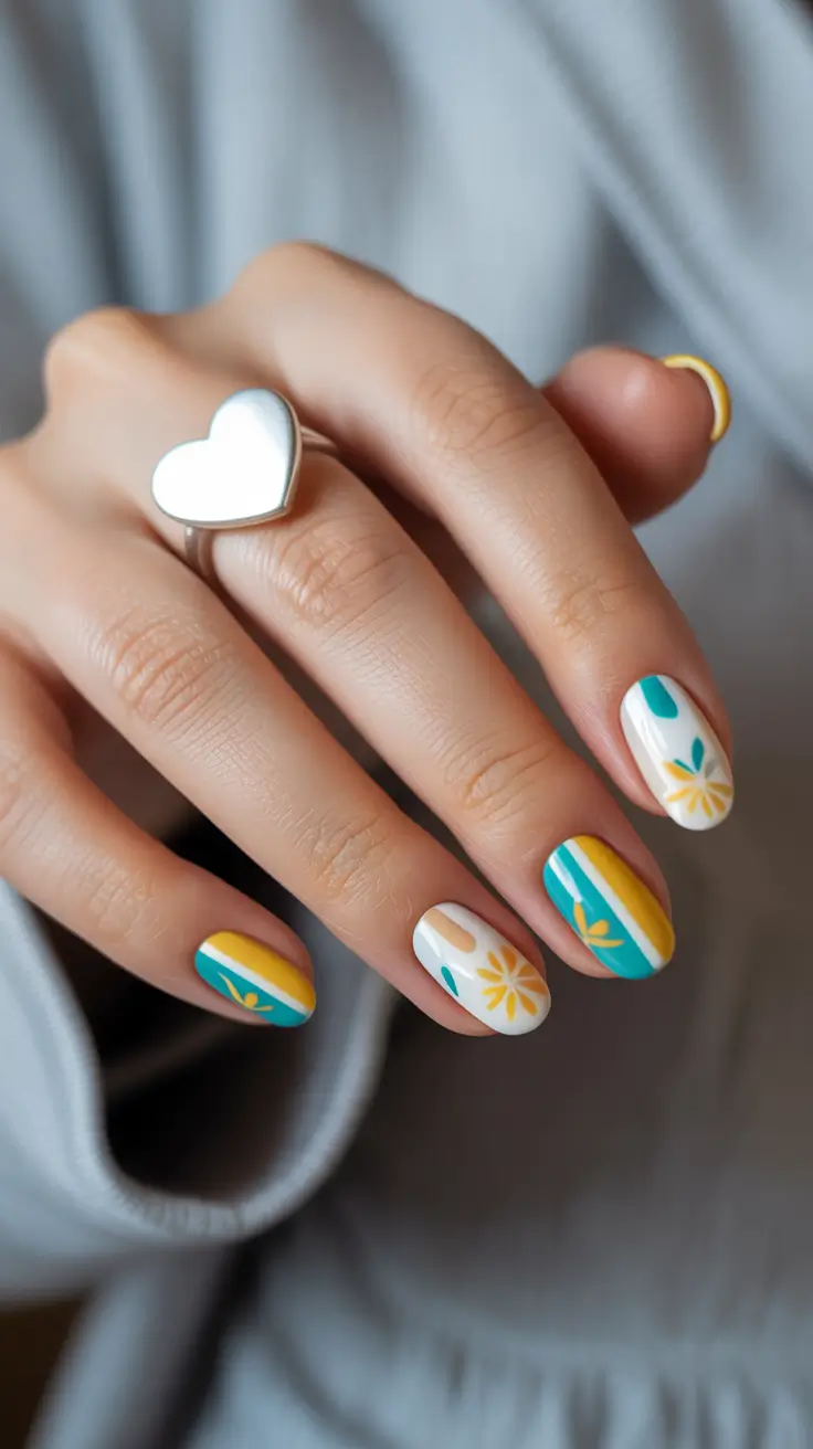 May Nails Ideas 2026 Playful Citrus Stripes That Channel Joyful May Moments