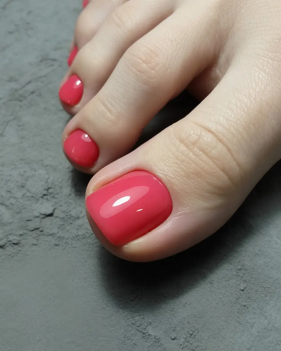 minimalist spring toe nails 2026 Glossy Coral Pop for Effortless Seasonal Brightness