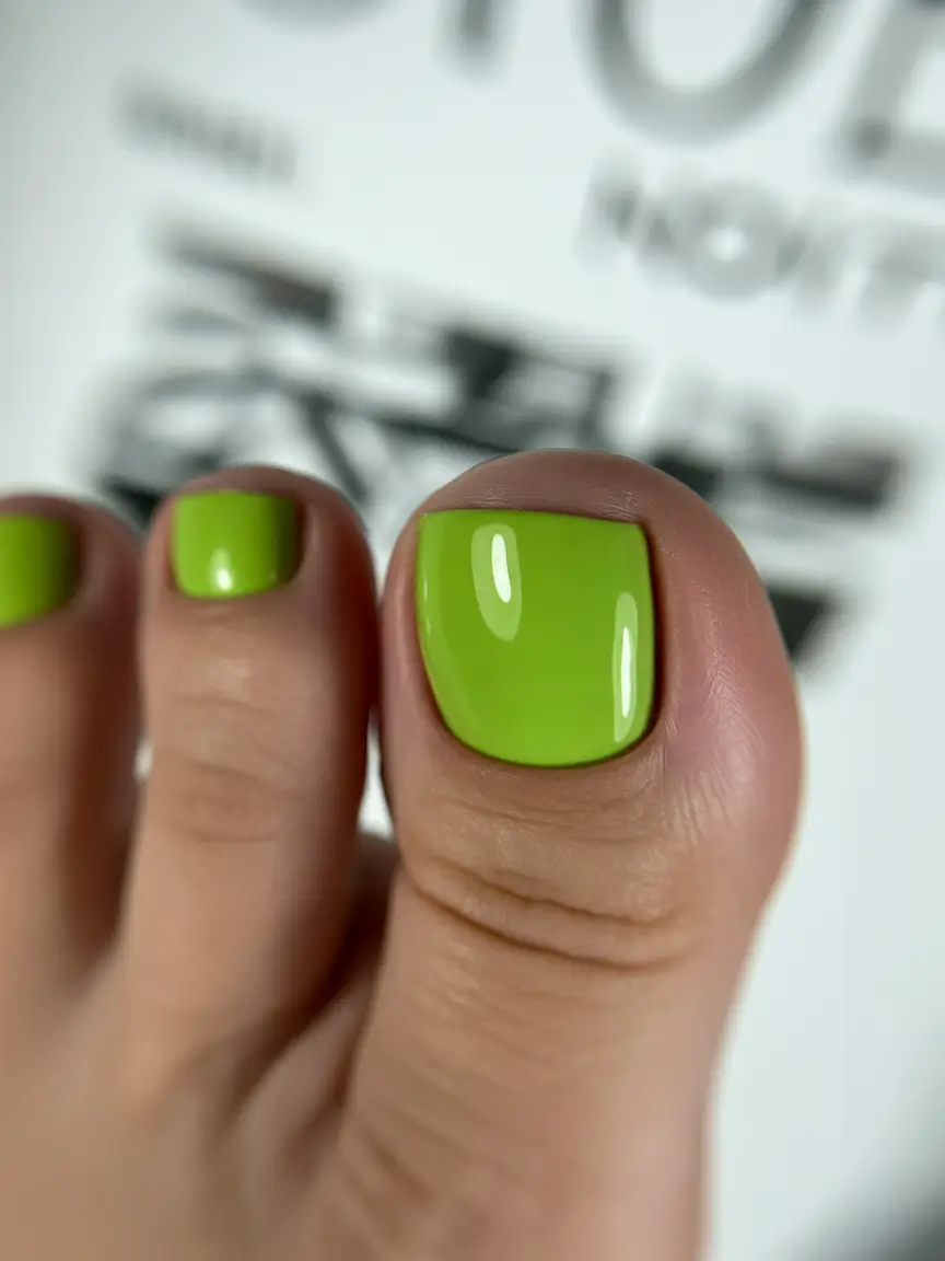 minimalist spring toe nails 2026 Electric Lime Gloss for Fresh Bold Minimalism
