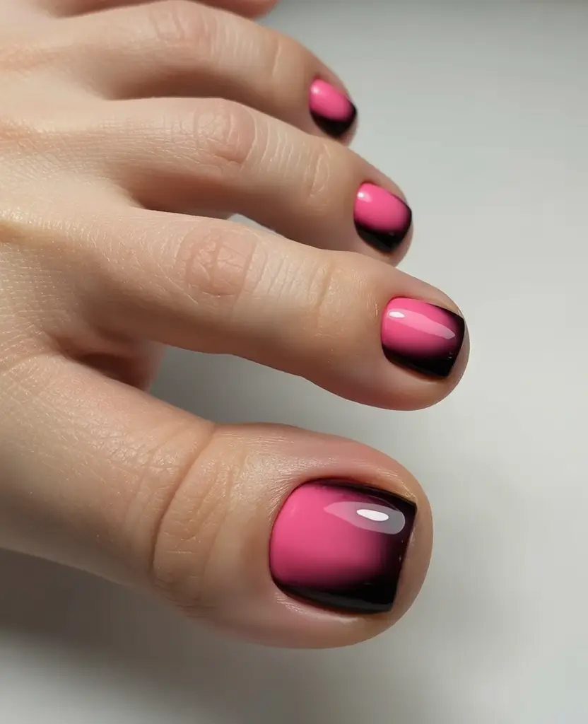 minimalist spring toe nails 2026 Micro-Gradient Pink Edge with Modern Contrast