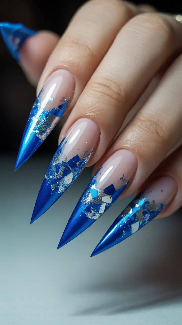 nail art ideas for summer 2026 Midnight Ocean Stiletto Drama