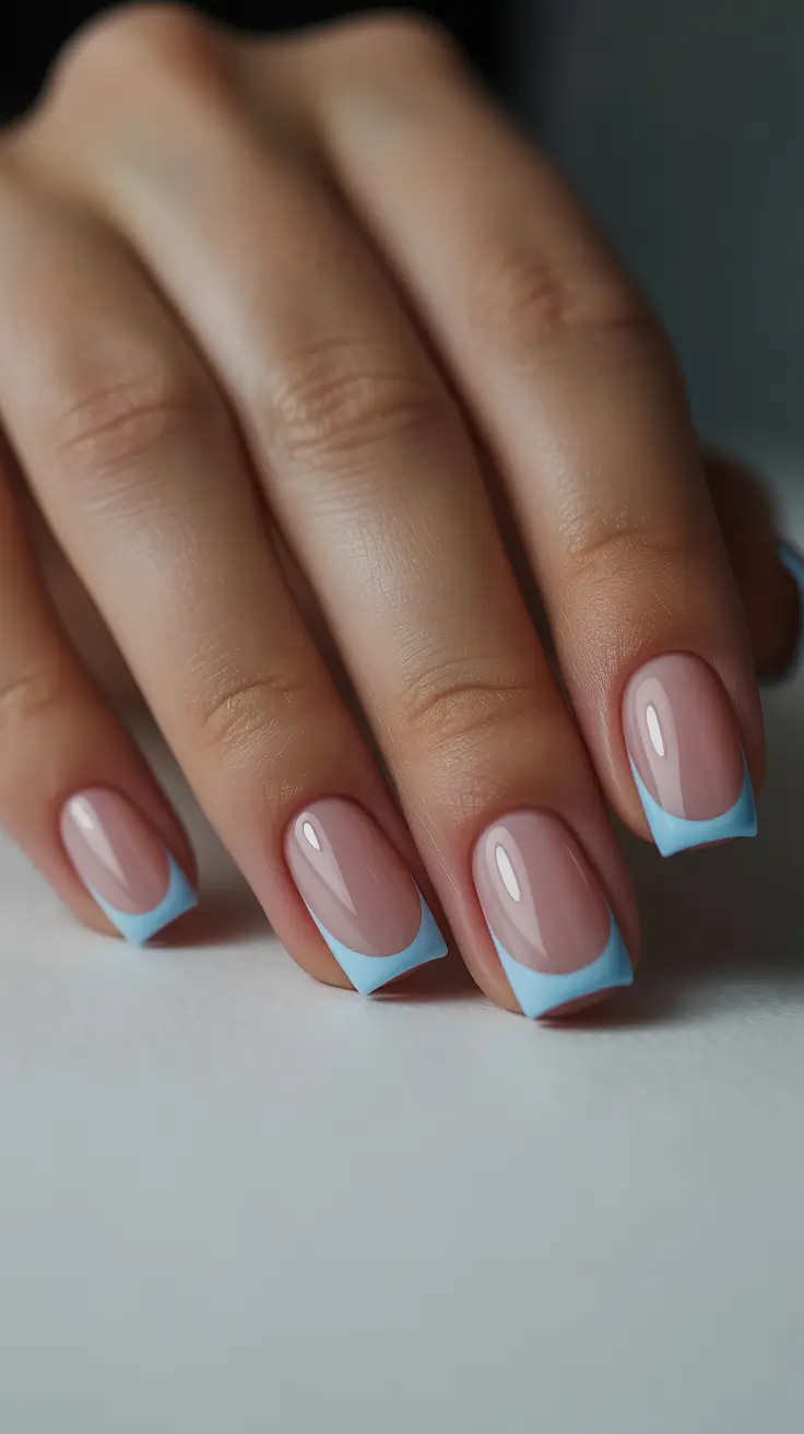 nail art ideas for summer 2026 Baby Blue French Revival