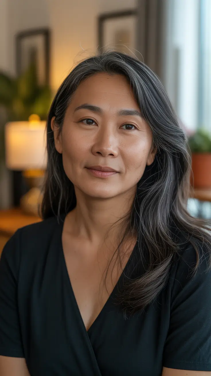 popular spring haircuts for women over 40 2026 Natural Silver Long Layers