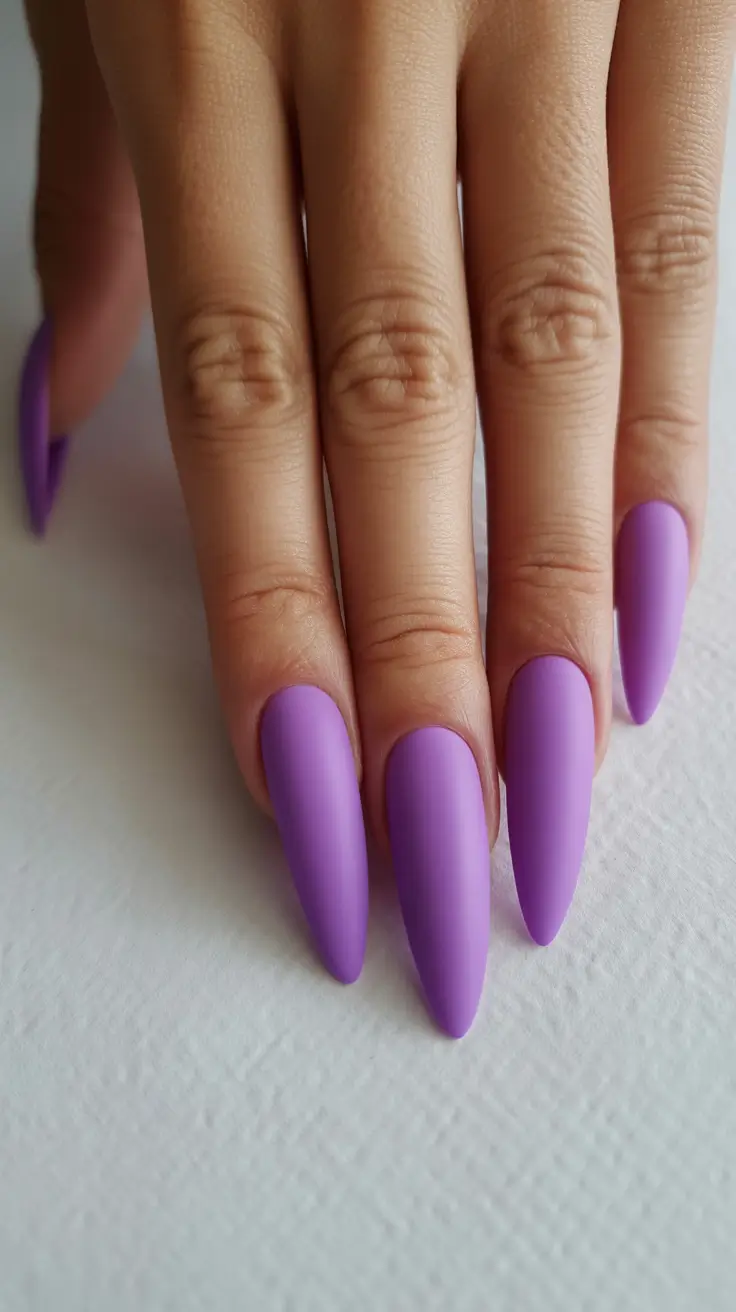 preppy spring almond nails 2026 Matte Lavender Almond Nails for Soft Preppy Spring Style