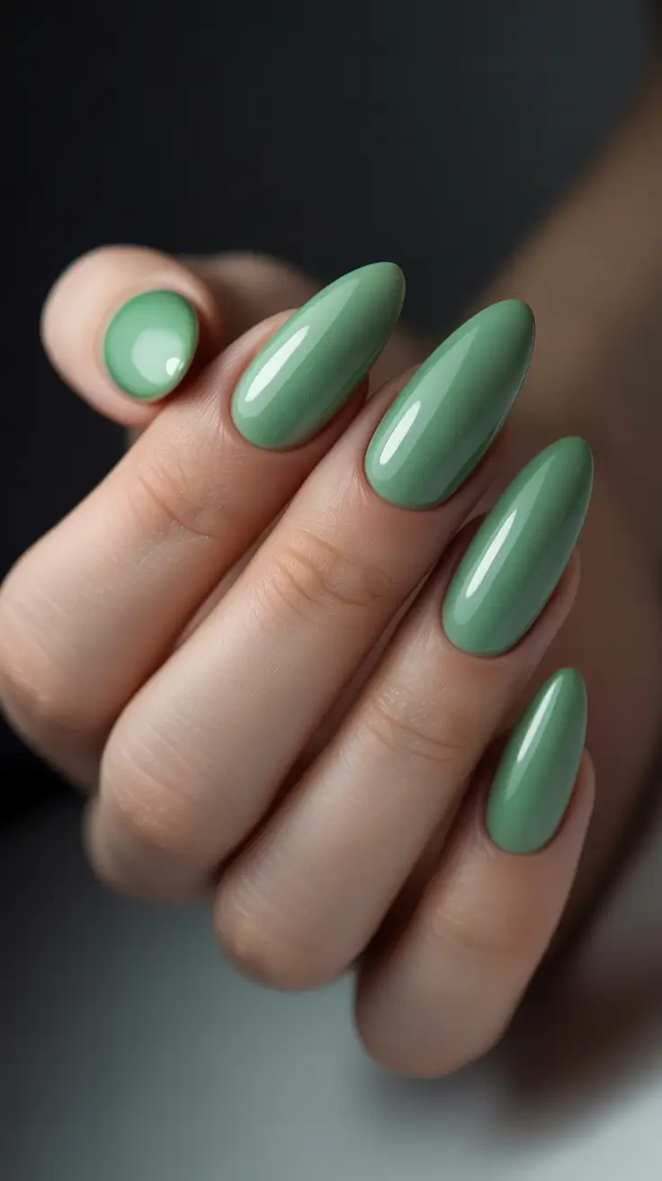 preppy spring almond nails 2026 Soft Sage Almond Nails That Feel Like Spring Calm