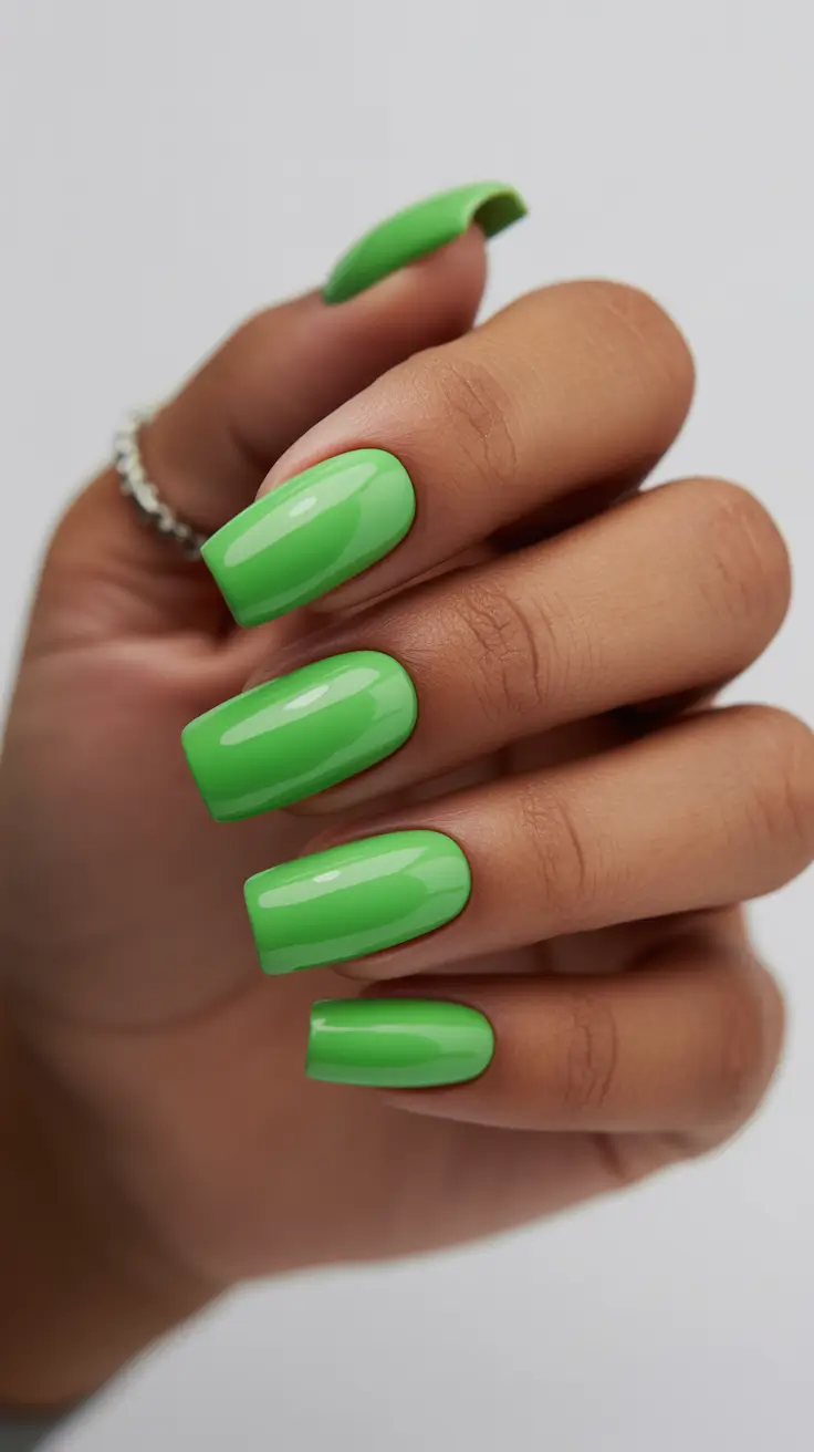 pretty spring nails acrylic 2026 Bright Lime Green Acrylic Nails for a Fresh Spring Pop