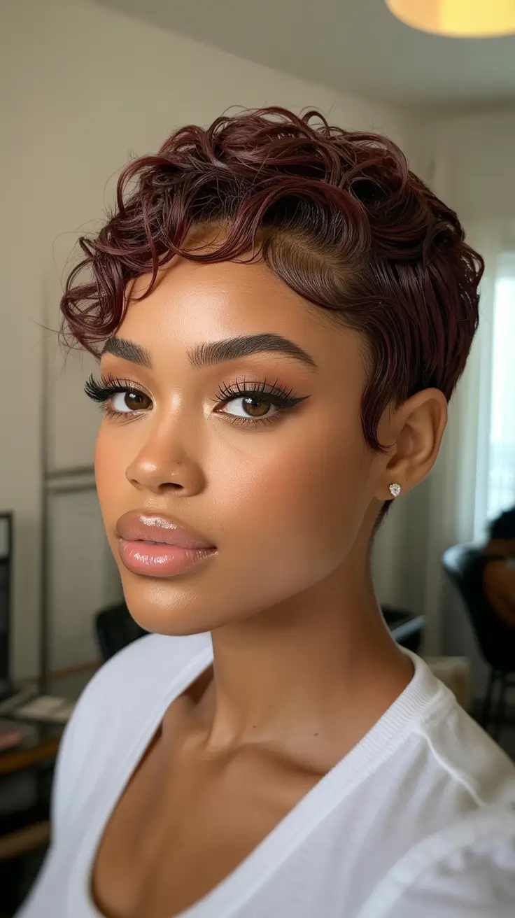 simple spring short hairstyles 2026 Soft Sculpted Pixie With Glossy Definition
