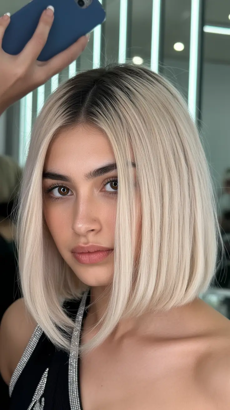 simple spring short hairstyles 2026 Minimalist Platinum Precision Lob