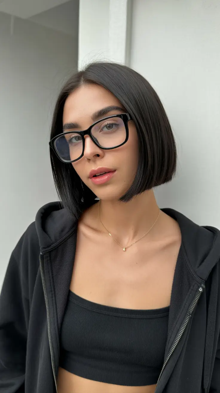 simple spring short hairstyles 2026 Sharp Glass Bob With Intellectual Edge