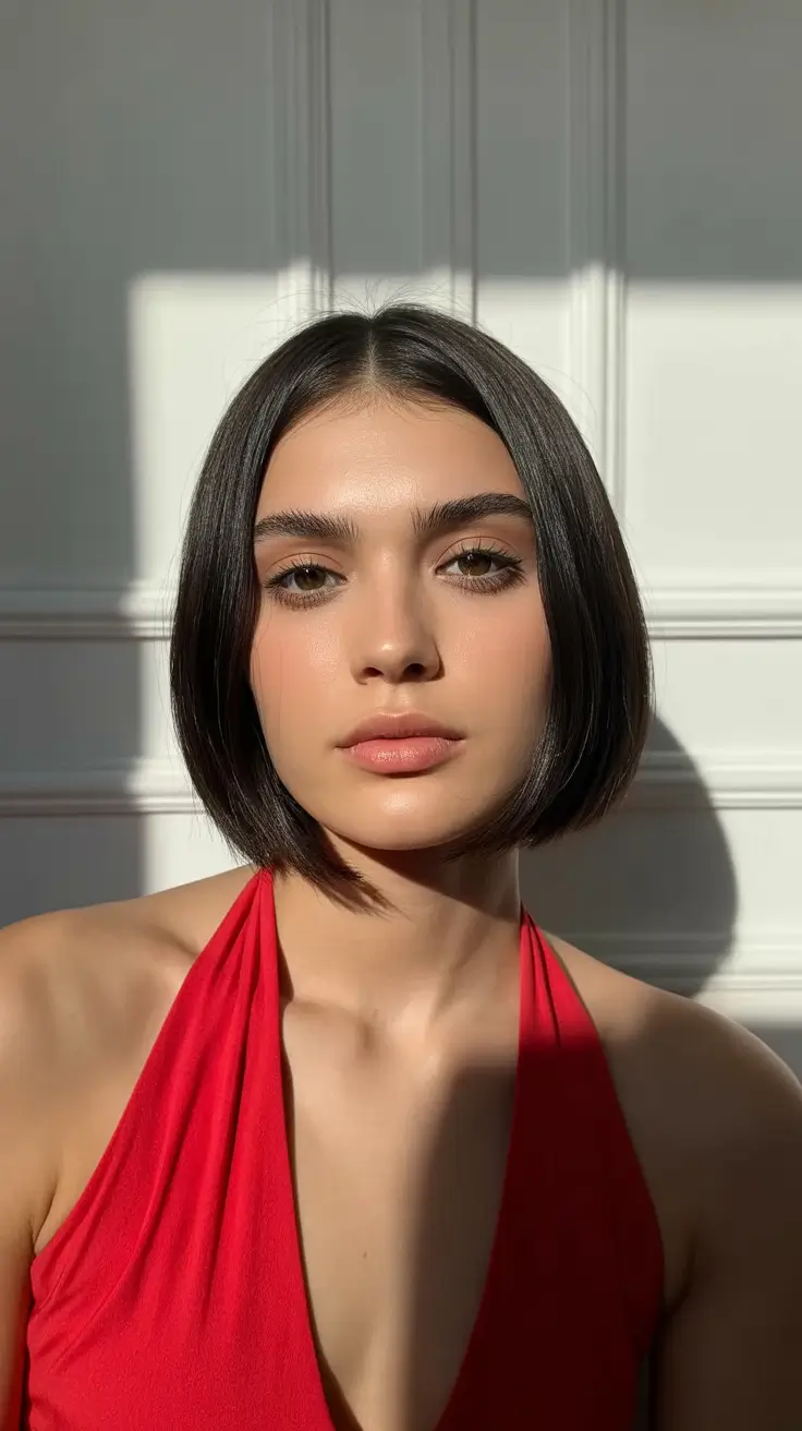 simple spring short hairstyles 2026 Sleek Sculpted Bob With Sunset Minimalism