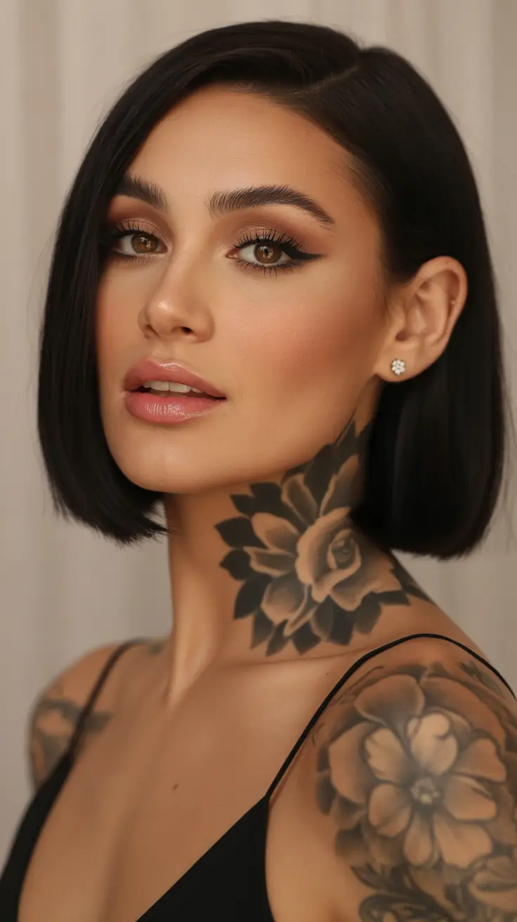 soft spring short haircut styles 2026 Sleek Espresso Micro Bob for a Fresh Spring Reset