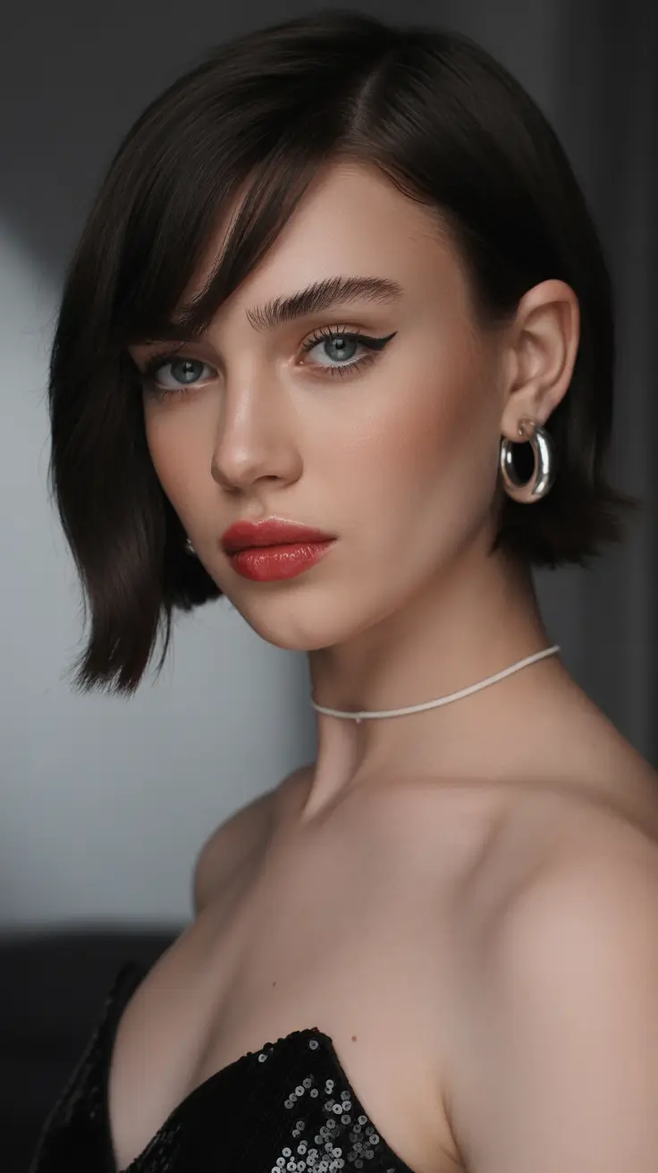 soft spring short haircut styles 2026 Chic French Bob with Whisper Soft Side Bangs