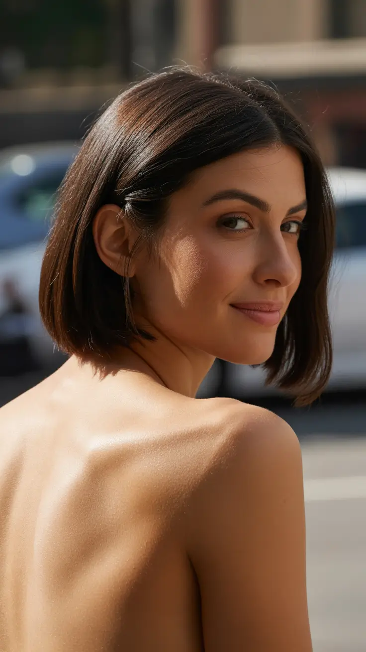 soft spring short haircut styles 2026 Effortless Natural Brunette Bob for Everyday Spring Style