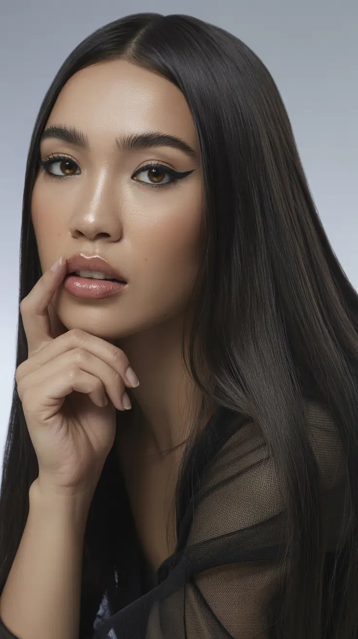 sophisticated spring mid length haircut 2026 Ultra Sleek Mid Length Straight Hair with Minimal Layers