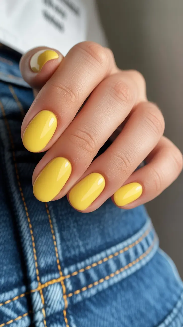 sophisticated spring oval nails 2026 Sunshine Butter Gloss Minimal Joy