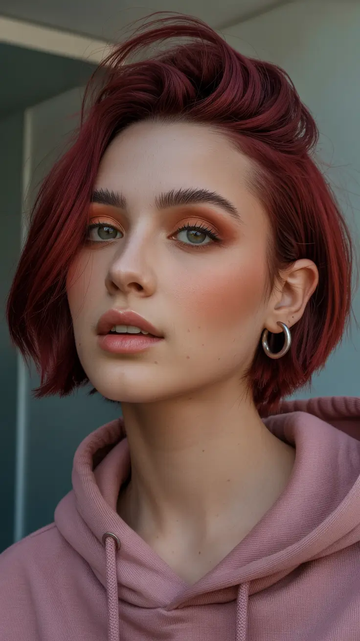 summer short haircut ideas 2026 Edgy Auburn Textured Bob with Lifted Volume