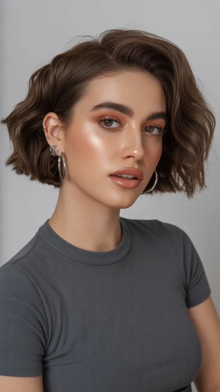 summer short haircut ideas 2026 Soft Glam Wavy Bob with Polished Finish