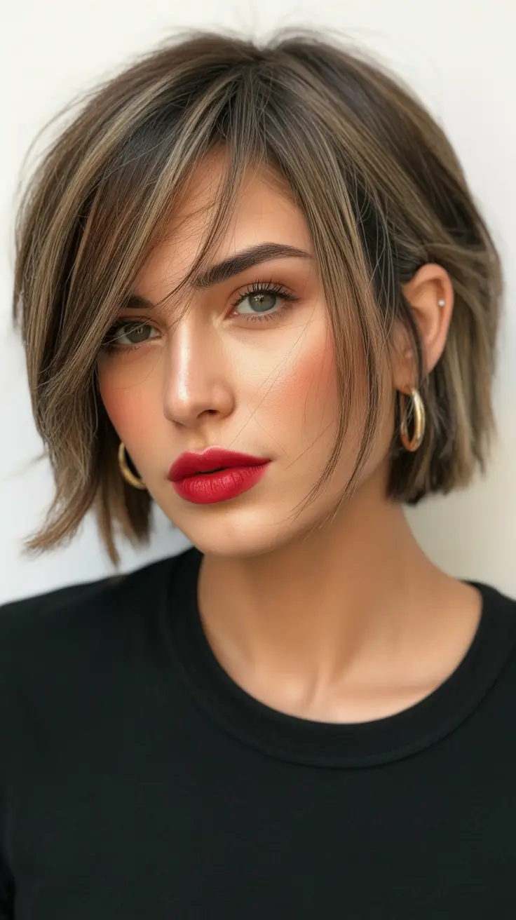 summer short haircut ideas 2026 Textured Soft Bob with Side-Swept Volume