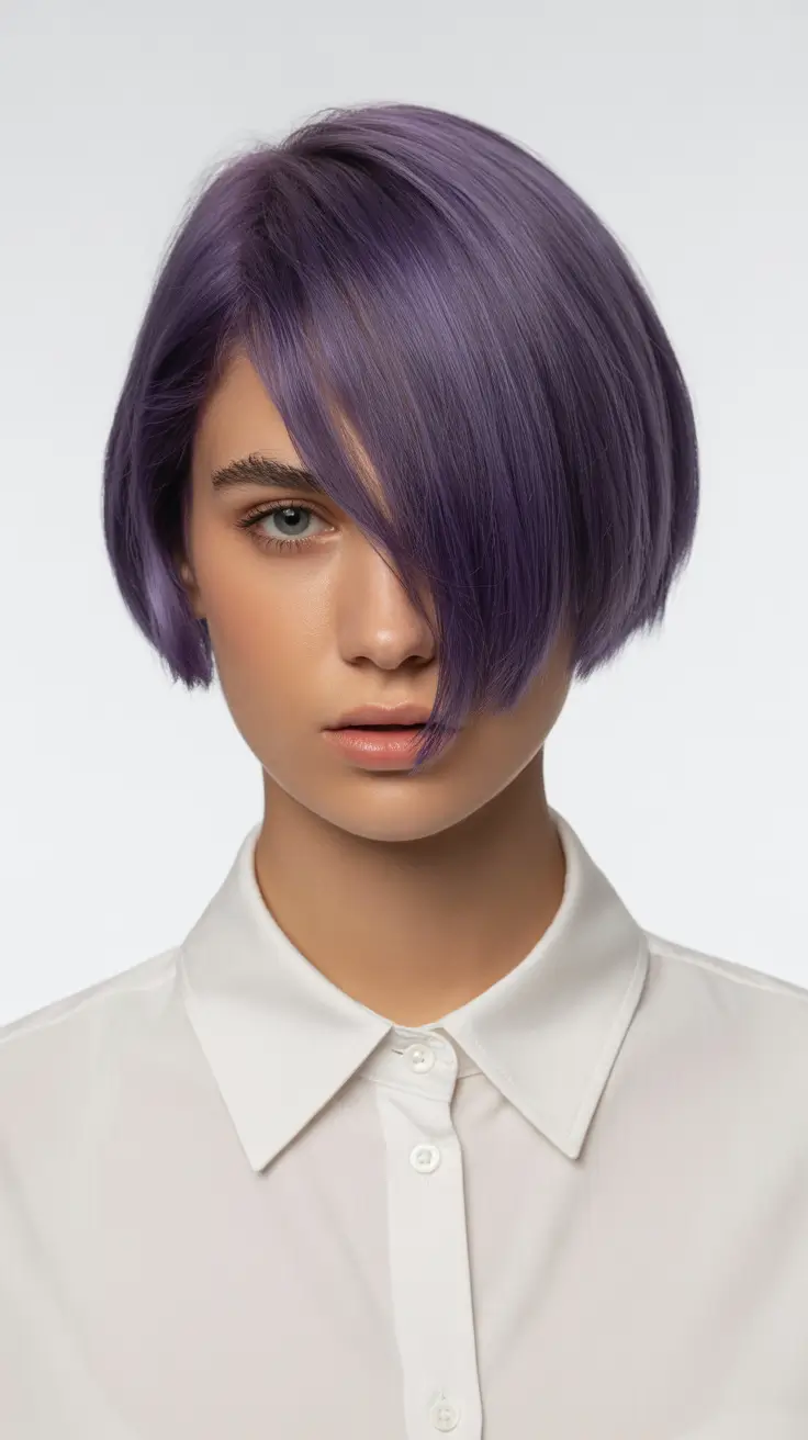 summer short haircut ideas 2026 Asymmetrical Bold Bob with Statement Color