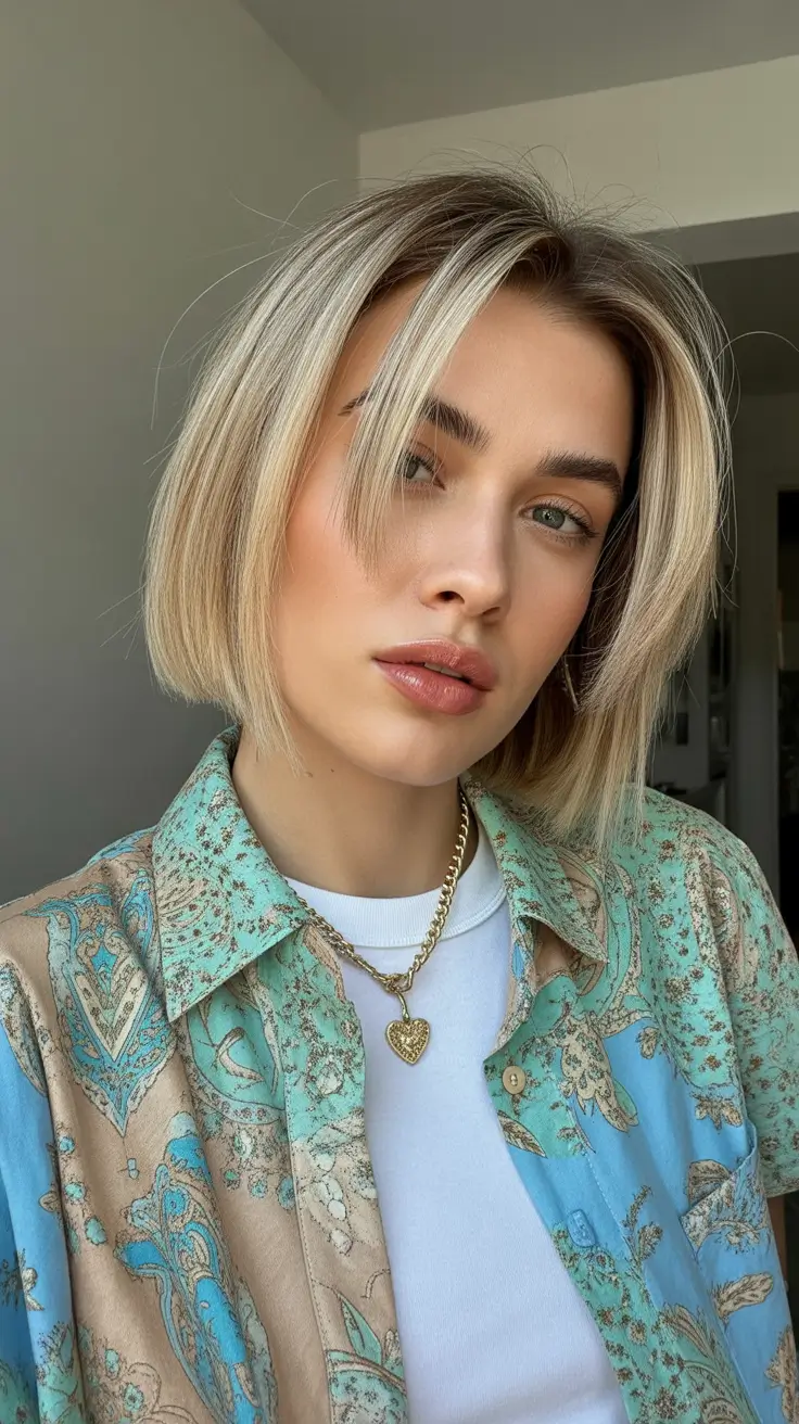 summer short haircut ideas 2026 Layered Blonde Bob with Face-Framing Brightness