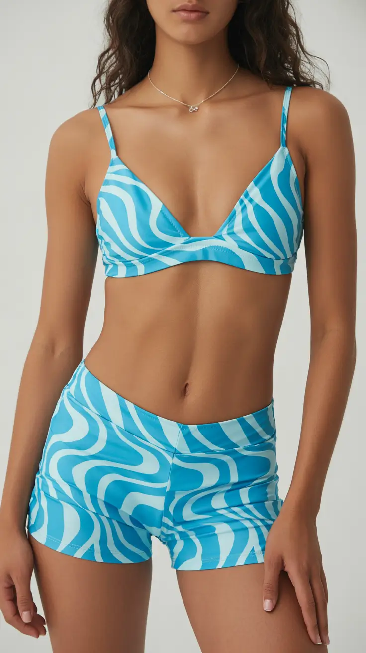 swimsuit with shorts 2026 Graphic Aqua Prints for a Playful Statement Set