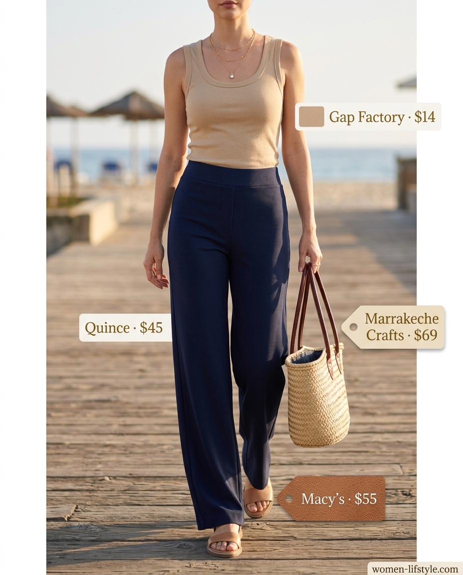 casual summer wide leg pants outfits 2026 outfit idea - fashion styling inspiration