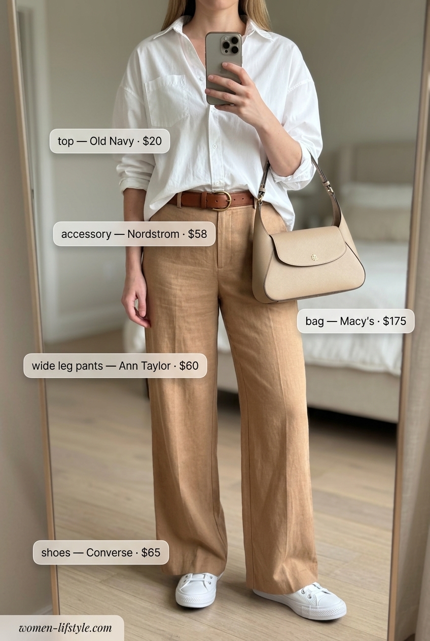 casual summer wide leg pants outfits 2026 outfit idea - fashion styling inspiration