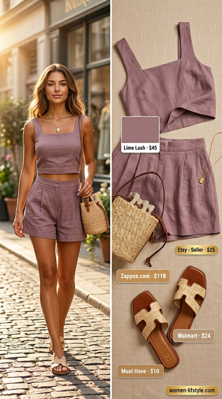 Blush pink linen blend matching set for women, ideal for casual summer dates and al fresco dining in 2026.