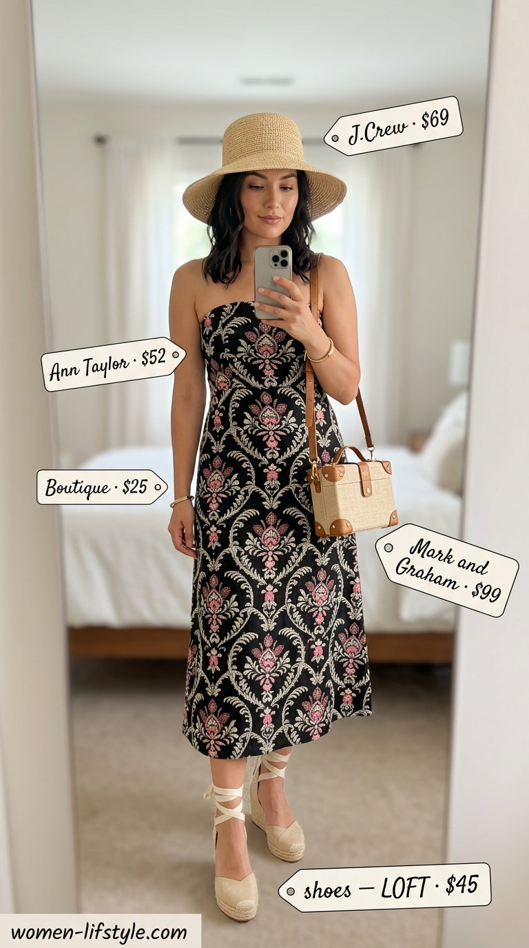 Garden party romance handmade summer crochet outfit for women 2026: coral crochet dress, espadrilles & hat.