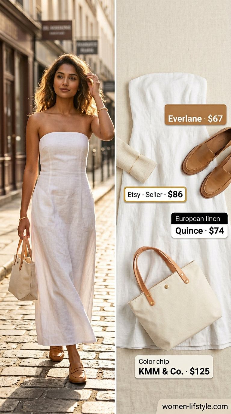 Handmade summer crochet outfits for women 2026: Navy and white crochet dress with leather loafers and canvas tote.