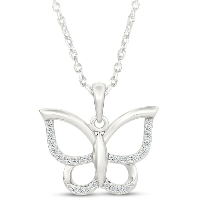 accessory 1/8 Ct Diamond Butterfly Necklace in Sterling Silver Kay Jewelers $224.99