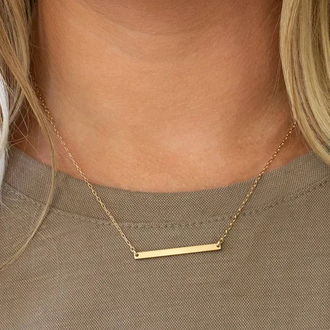 accessory 14K Gold Fill Leila Ultra Skinny Medium Bar Necklace LEILA $68