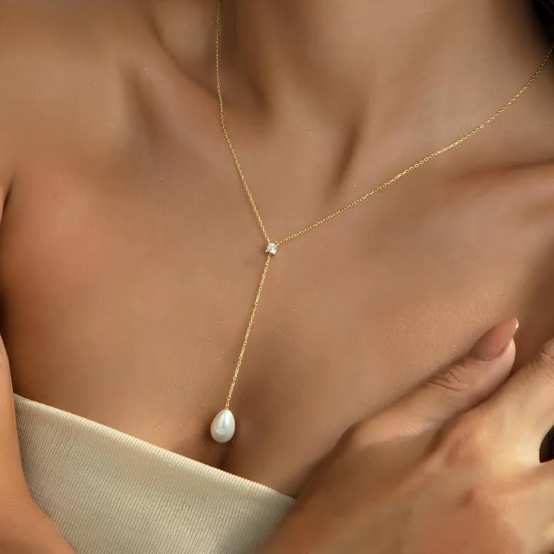 accessory 14K Gold Pearl Tiny Drop Necklace Etsy - Seller $29.9