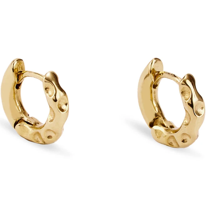 accessory 14K Gold PVD Mini Textured Hoop Earrings Hey Harper Shop US $63