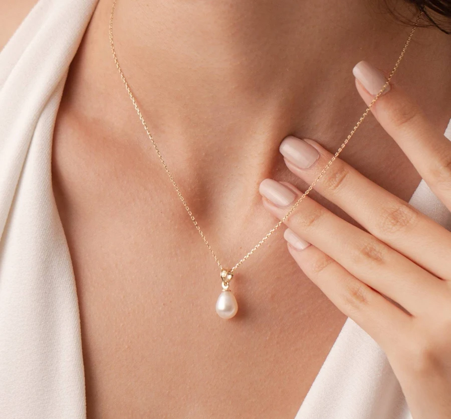 accessory 14K Solid Gold Minimalist Pearl Drop Necklace Etsy - Seller $86.25