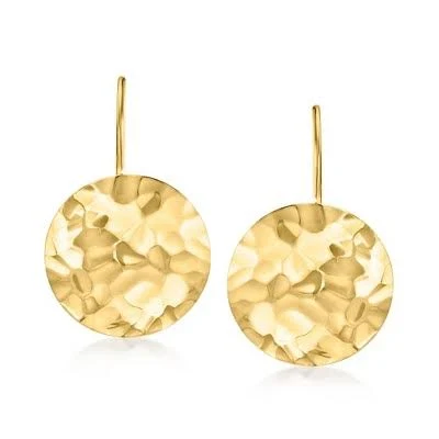 accessory 14kt Yellow Gold Hammered Disc Drop Earrings Target $449.1