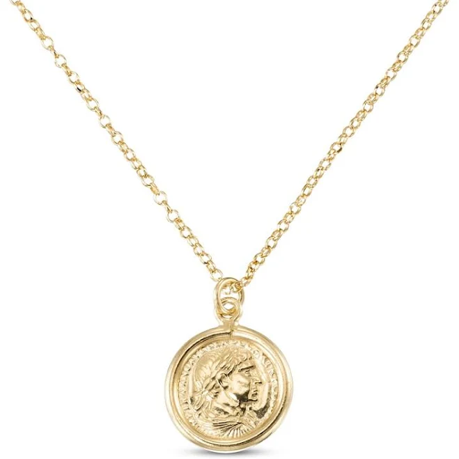 accessory 18" 24K Yellow Gold Vermeil Sterling Silver Coin Necklace Kay Outlet $137.99