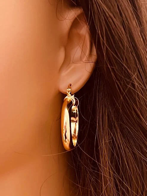 accessory 18K Gold-Filled Chunky Hoop Earrings Etsy - HAUSOFMONOGRAMJEWELS $35.7