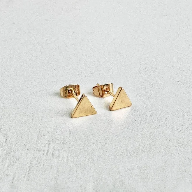 accessory 18K Gold Triangle Stud Earrings RusticGemJewelry $20