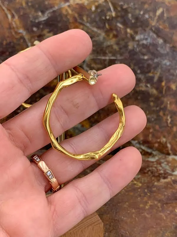 accessory 24K Gold Organic Hammered Gold Oversized Hoop Earrings Etsy - KukuriJewelry $34.07
