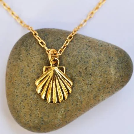 accessory 24K Gold-Plated Sterling Silver Seashell Dainty Necklace Etsy - TALIALUJEWELRY $59