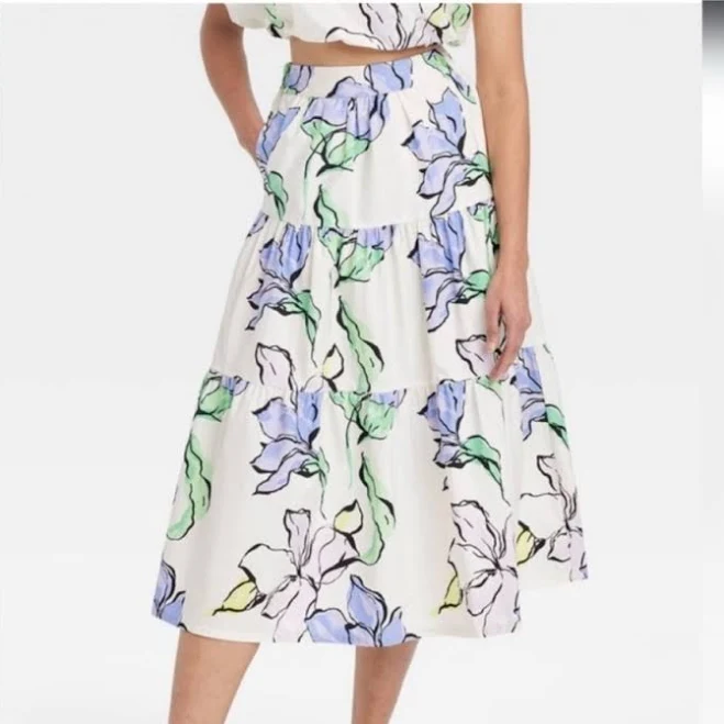 skirt A New Day Skirts A New Day Floral Skirt With Purple & Cream Poshmark $25
