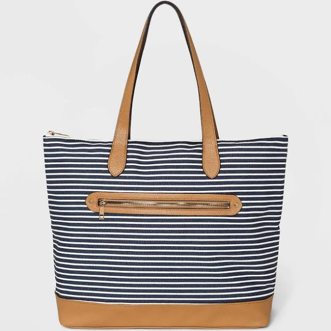 bag A New Day Striped Zip Closure Tote Bag eBay $14.25