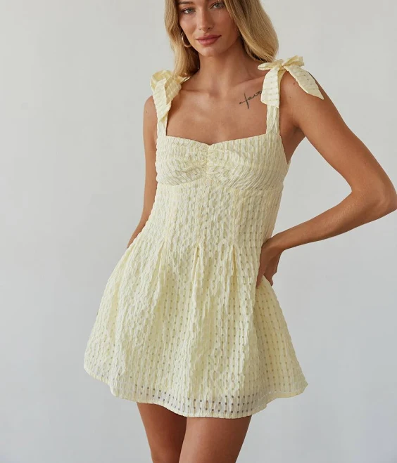 dress Abby Gingham Bow Strap Mini Dress American Threads $89